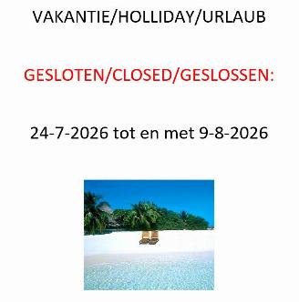 Auto incidentate Bentley  VAKANTIE/HOLLIDAY/URLAUB  GESLOTEN/CLOSED/GESLOSSEN:  24-7-2026 tot en met 9-8-2026 2026/7