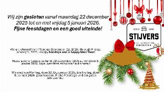  AC  Wij zijn gesloten vanaf maandag 22 december 2025 tot en met vrijdag 5 januari 2026.Fijne feestdagen en een goed uiteinde! 2025/12